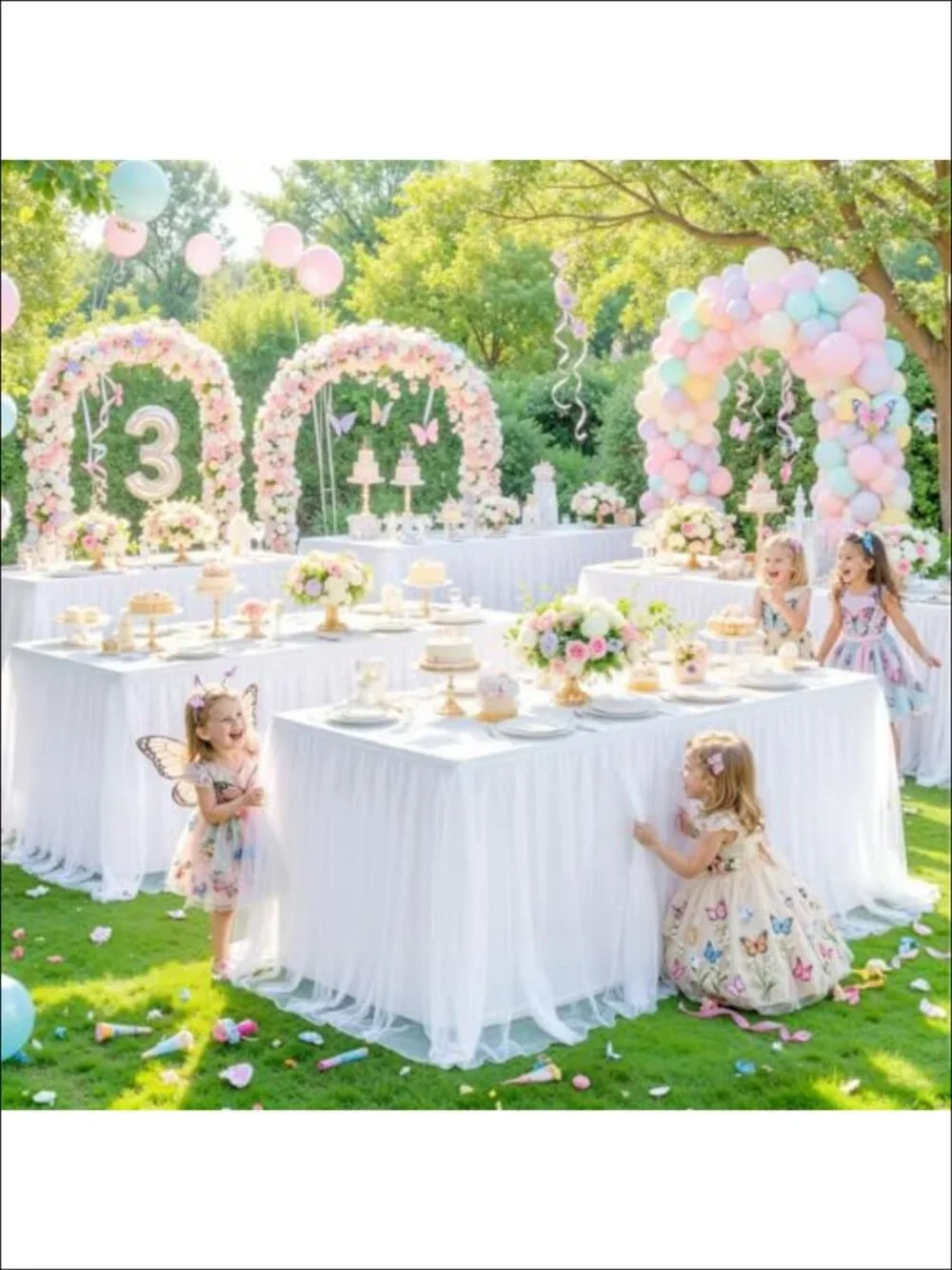 Tulle Tablecloth 6ft Rectangle Fitted Stretch Table Cover Ruffle Tutu Skirt